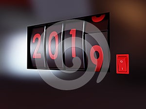Counter turn of the year 2019 3D illustration, 3D