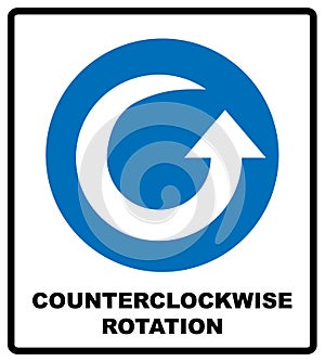 Counterclockwise rotation arrow icon. Blue mandatory symbol. illustration isolated on white. White simple pictogram
