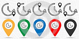 Counterclockwise rotation icon in location set. Simple glyph, flat illustration element of time theme icons