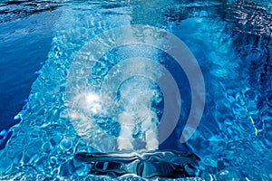 Countercurrent for the pool. Water attraction. Artificial flow. Pump. Hydromassage. Flow. Water resistance