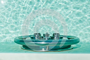Countercurrent for the pool. Water attraction. Artificial flow. Pump. Hydromassage. Flow. Water resistance