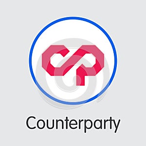 Counterparty Cryptocurrency. Vector XCP Coin Pictogram.