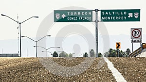 Counterpoint of road signs of Coahuila