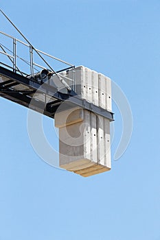 The counterweight of a construction crane, detail