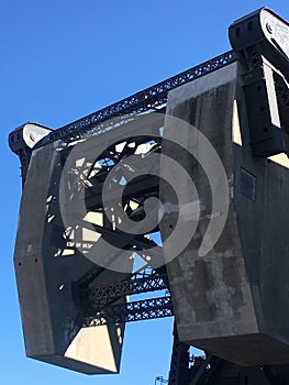 Counterweights on the 3rd Street Bascule bridge, named for famed San Francisco baseball player and restauranteur, Lefty O`Doul.