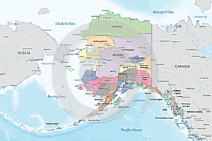 Counties of Alaska political map