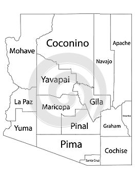 Counties Map of US State of Arizona