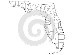 Counties Map of US State of Florida