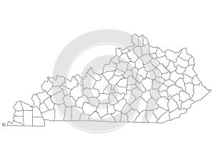 Counties Map of US State of Kentucky