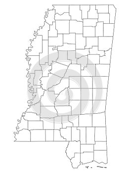Counties Map of US State of Mississippi photo