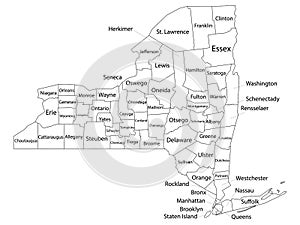 Counties Map of US State of New York