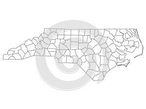 Counties Map of US State of North Carolina