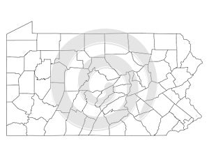 Counties Map of US State of Pennsylvania