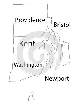 Counties Map of US State of Rhode Island