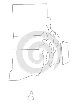 Counties Map of US State of Rhode Island