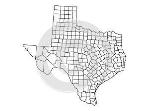 Counties Map of US State of Texas