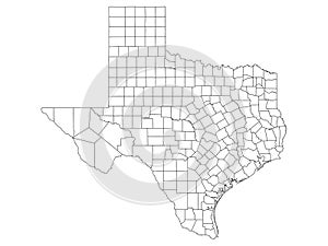 Counties Map of US State of Texas