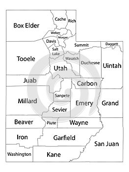 Counties Map of US State of Utah