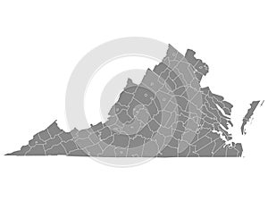 Counties Map of US State of Virginia