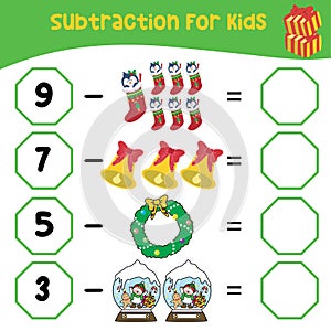 Subtraction Worksheet. Counting activity worksheet for children