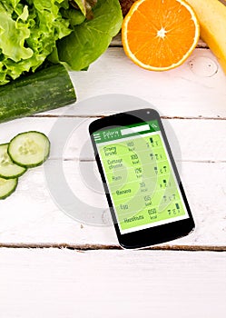 Counting calories in smartphone.