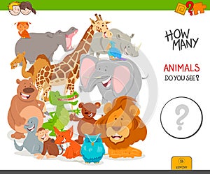 Counting cartoon wild animals educational game