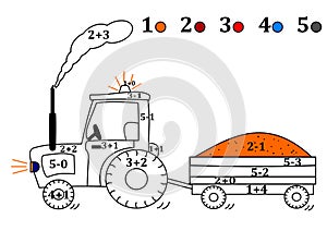 Counting with colors for kids - tractor with train