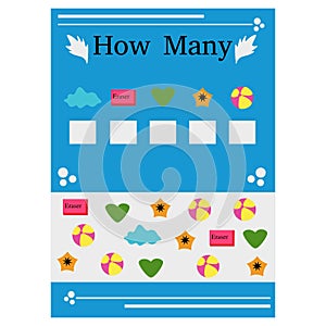 Counting educational children game, kids activity. How many