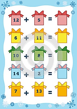 Counting Educational Game for Children. Addition worksheets