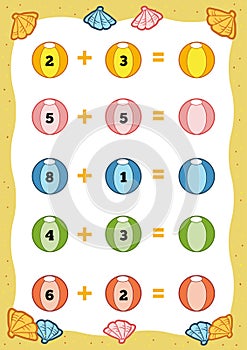 Counting Educational Game for Children. Addition worksheets