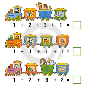Counting Educational Game for Children. Addition worksheets photo