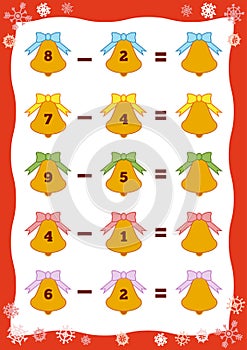 Counting Educational Game for Children. Subtraction worksheet