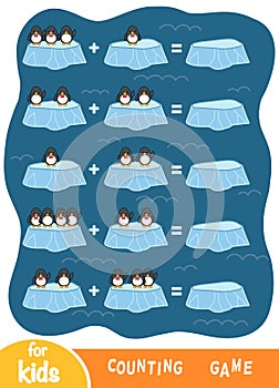 Counting Game for Children. Count the number of penguins
