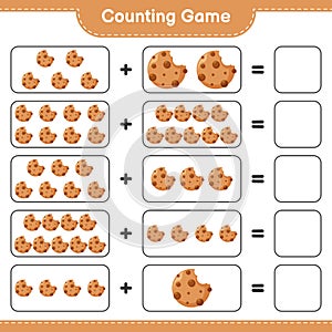 Counting game, count the number of Cookies and write the result. Educational children game, printable worksheet