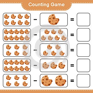 Counting game, count the number of Cookies and write the result. Educational children game, printable worksheet