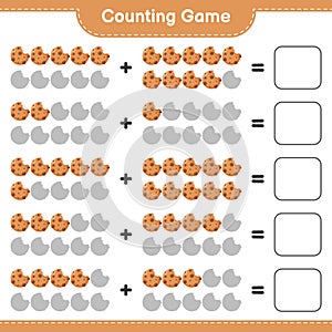 Counting game, count the number of Cookies and write the result. Educational children game, printable worksheet