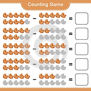 Counting game, count the number of Cookies and write the result. Educational children game, printable worksheet