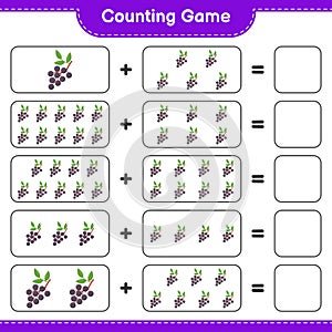 Counting game, count the number of Elderberry and write the result. Educational children game, printable worksheet