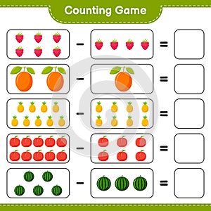 Counting game, count the number of Fruits and write the result. Educational children game