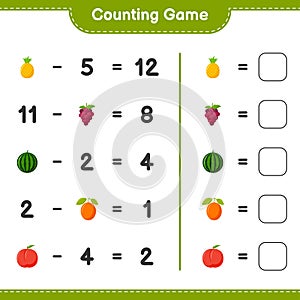 Counting game, count the number of Fruits and write the result. Educational children game