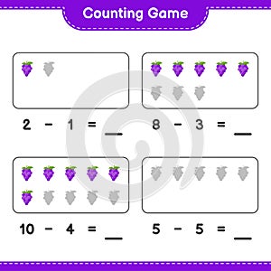 Counting game, count the number of Grape and write the result. Educational children game