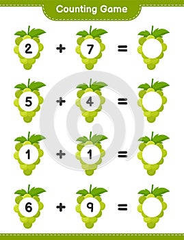 Counting game, count the number of Grape and write the result. Educational children game