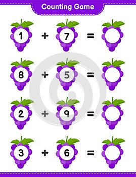 Counting game, count the number of Grape and write the result. Educational children game