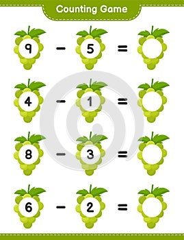 Counting game, count the number of Grape and write the result. Educational children game