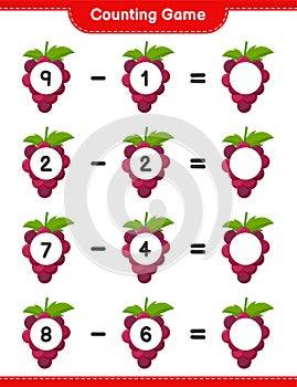 Counting game, count the number of Grape and write the result. Educational children game