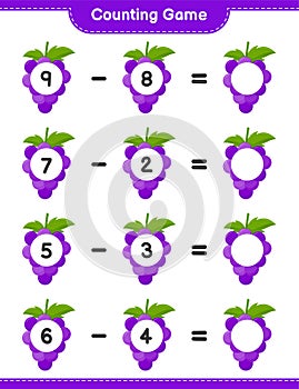 Counting game, count the number of Grape and write the result. Educational children game
