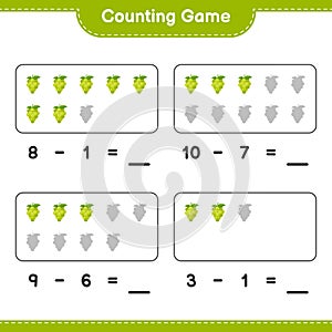 Counting game, count the number of Grape and write the result. Educational children game