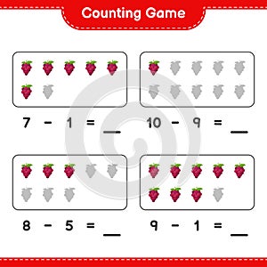 Counting game, count the number of Grape and write the result. Educational children game