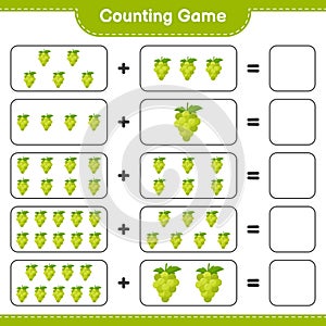 Counting game, count the number of Grape and write the result. Educational children game, printable worksheet