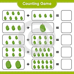 Counting game, count the number of Jackfruit and write the result. Educational children game, printable worksheet